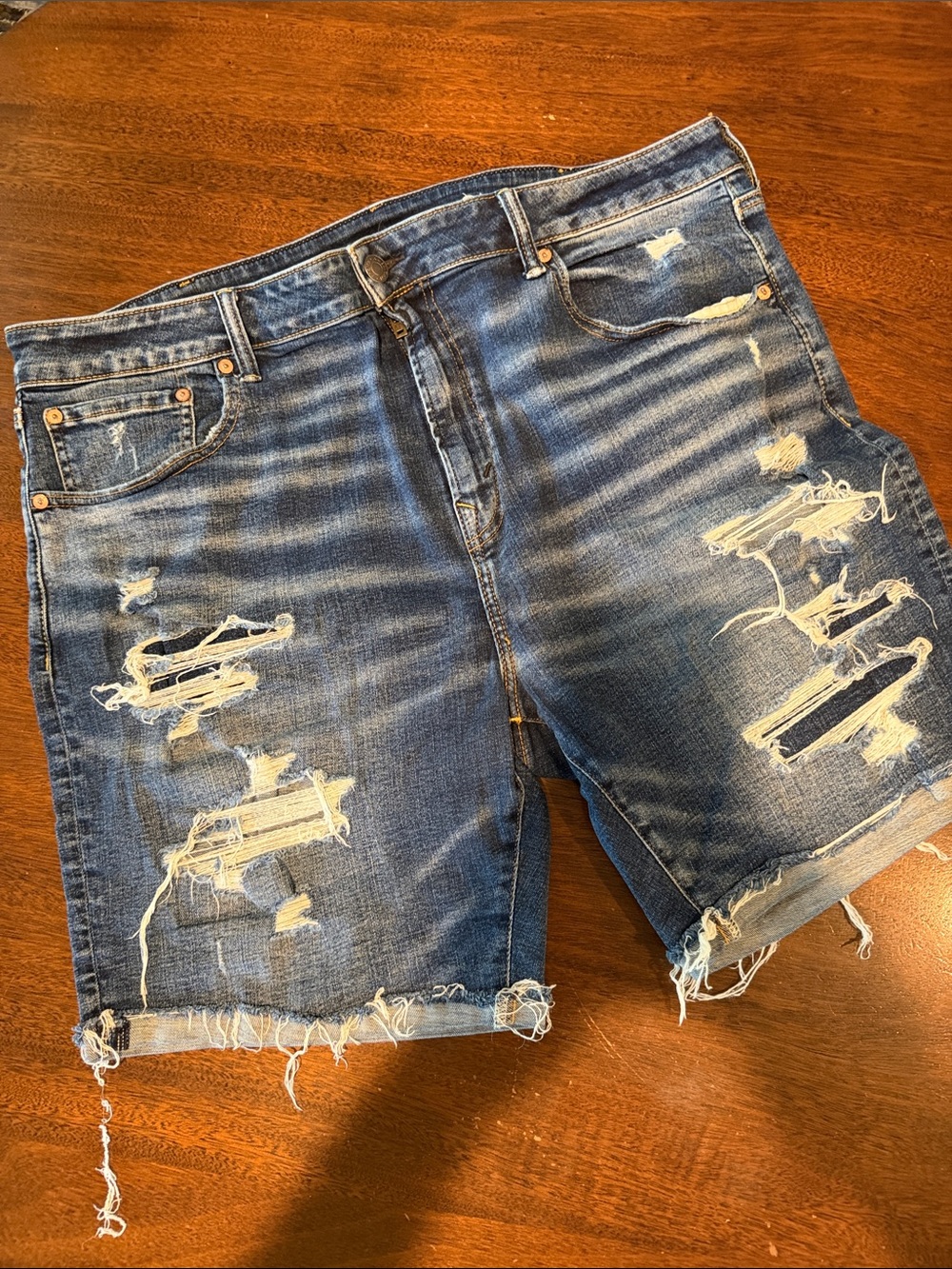 American Eagle Outfitters Distressed Dark Blue Denim Shorts